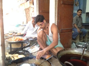Street food and cows